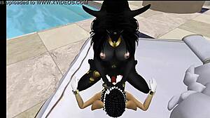 Lady bastet commands her egyptian servant girl in bunny play