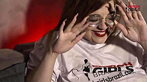 Freirinha Madalena's Pierced Nipples Tease in Brazilian Stocking Shoot