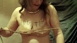 French Slave Esclave F Masturbates with Pins in BDSM Auto-Session