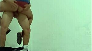 Nurse's Seductive Hospital Hallway Fuck with Janitor in Condom Standing Doggy