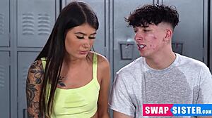 i couldn't resist my step-sister's shy latina curves during our gym workout turning into sneaky doggystyle pounding