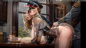 ai army soldier bent over desk takes officer's clothed uniform fuck