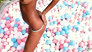 putri cinta poses nude in indonesian paddling pool