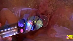 Busty brunette fingers pussy outdoors babe straps on