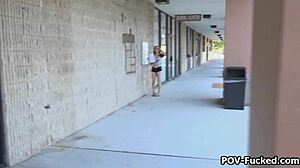 Perky brunette teen roommate trades blowjob fucks for dorm discount?