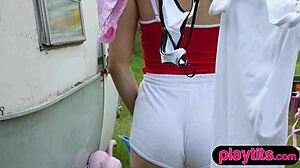 Canadian Mature Blonde MILF Strips Naked Exposing Perky Boobs Slowly