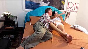 Gorgeous college girl touches pussy through white panties revealing juicy tight cunt shape