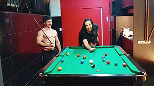 pool game in motel turns teasing with sultry southern transsexual's big ass curves