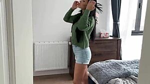 she strips bare before her stepbrother revealing his massive cock