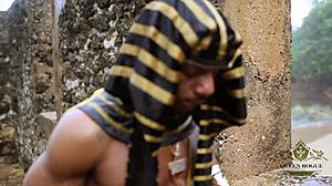 Queen Cleopatra in fishnets lingerie demands servant's monster BBC deepthroat doggystyle rough fucking big tits milf