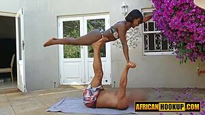 Can White Instructor's Cock Stretch Ebony Yoga Pussy?