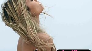 SLENDER BLONDE ITALIAN MILF RIPS CLOTHES AT BEACH.