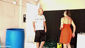 Stepdaughter Trapped in Basement Begs Stepdad for Doggystyle Fuck