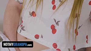 Curvy Step-Granddaughter Chokes on BDSM Step-Grandpa's Huge Cock