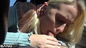 hey layla love flashes shaved pussy hiking then bends for outdoor doggy pov