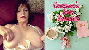 Granny Carmen hints at Christmas in July cock sucking skills