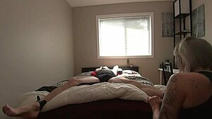 Dominant MILF Teases Bound Boyfriend's Feet Cock Handjob to Begging Cumshot Orgasm Part 2