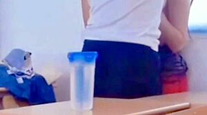vietnamese teen fucks classmate doggystyle in classroom underwear