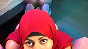 mia niqab housewife blows husband cums in mouth mirror behind thong ass shake