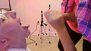 The amateur European couple gets wild when he unleashes PISS on her CUTE FACE after intense SUCKING and cumshot