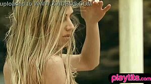 SLENDER BLONDE ITALIAN MILF RIPS CLOTHES AT BEACH.