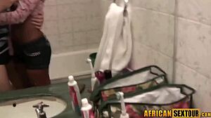 Big booty African teen screams riding perverted white guy's rough monster cock!