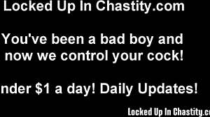 your tiny cock stays locked in chastity while i humiliate you to ruined orgasm