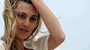 SLENDER BLONDE ITALIAN MILF RIPS CLOTHES AT BEACH.