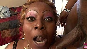 chunky black lady with big tits meets tattooed guy for night of doggystyle and missionary sex