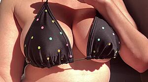 italian milf artemisia love horny in sexy bikini her big natural tits bouncing