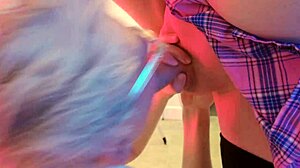 The amateur European couple gets wild when he unleashes PISS on her CUTE FACE after intense SUCKING and cumshot