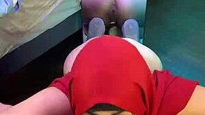 mia niqab housewife blows husband cums in mouth mirror behind thong ass shake