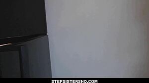 stepsister hd hot petite blonde teen bella rose fucked kitchen bedroom pov by stepbro