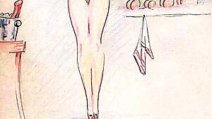 Antique Retro Vintage Erotic Drawings with Sensual Nude Poses and Details