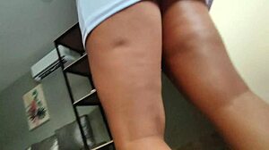 best friend's girlfriend in miniskirt lets me touch tight pussy then milks cumshot load