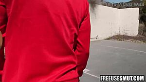 Teen stepdaughter trembles with forbidden thrill during intense freeuse on basketball court