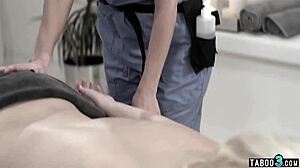 perv husband and masseuse trick petite teen into hardcore blowjob fuck