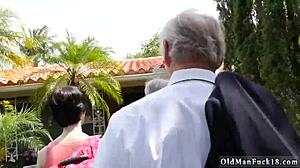 Old Man Joins Hairy Girl Blonde Teen Shower Handjob Masturbate