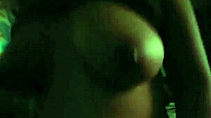 Big natural tits bounce wildly in secret cowgirl ride while moaning softly for hidden neighbors