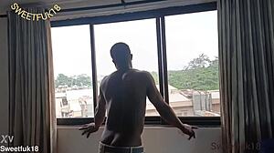 i couldn't resist sexy ebony latina's shaved pussy in my place