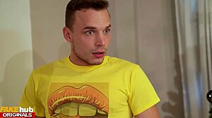 Step mom offers teen step son her ass for anal pounding and pussy creampie after sloppy blowjob