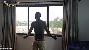 i couldn't resist sexy ebony latina's shaved pussy in my place