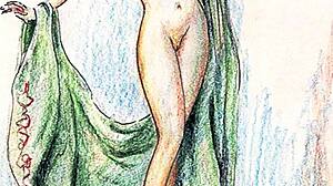 Antique Retro Vintage Erotic Drawings with Sensual Nude Poses and Details