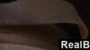 Black girlfriend grinds her thick ass back and forth on boyfriend's lap teasing him relentlessly