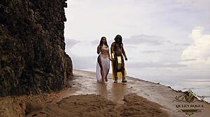 Queen Cleopatra in fishnets lingerie demands servant's monster BBC deepthroat doggystyle rough fucking big tits milf