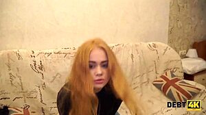 Debt4k Redhead Russian Teen Calms Creditor with Rough Bent Over Doggystyle Sex for Cash