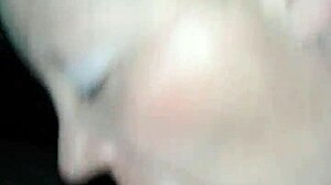amateur wife kneels for sloppy deep blowjob and hot cumshot