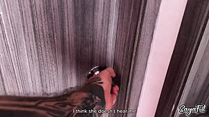 Sayafit teases boyfriend with buttplug stuffed big ass squirting hot