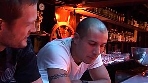 Liza's Wild 2-on-1 Anal Orgy Ends with Cum Lick from Bar Table