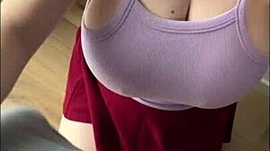 olivia bay lets me grope her huge natural college titties outdoors